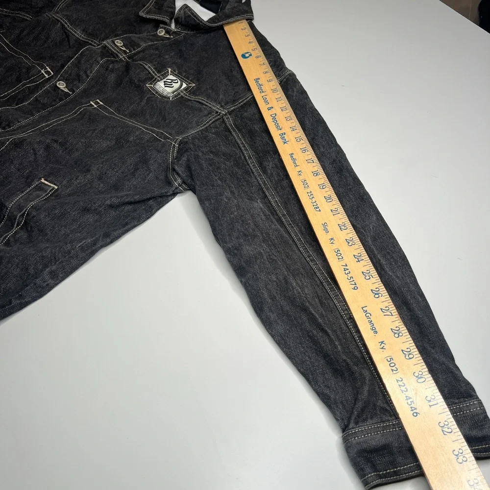 Rocawear Denim Jacket XL Black Jean Coat Hip Hop Streetwear Y2K 90s Style